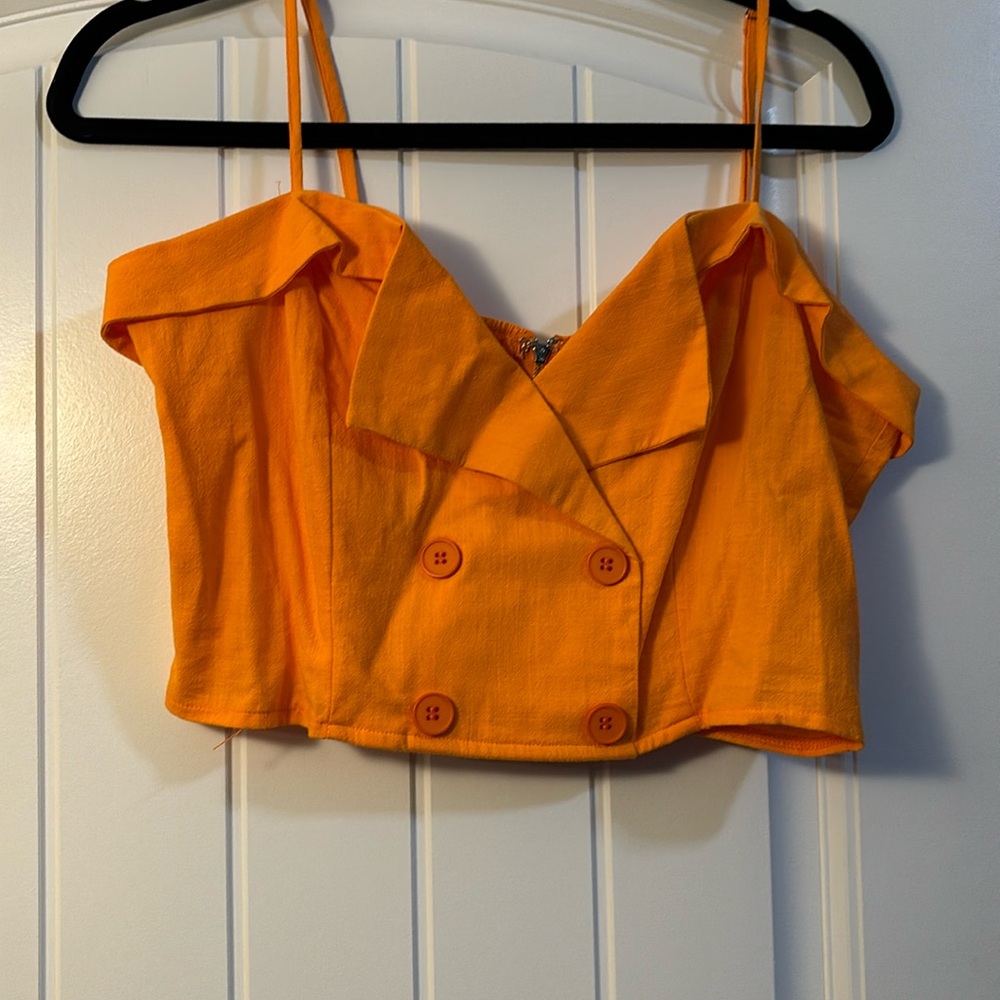 Orange Button Crop top